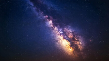 Fototapeta premium A Night Sky with the Milky Way Galaxy Shining Brightly, a Stunning Display of Cosmic Wonders