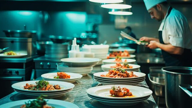 chef at work in kitchen