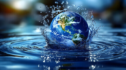A Digital Illustration of Earth Splashing into a Body of Water, Creating a Stunning Visual Metaphor for the Importance of Water