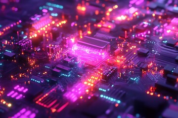 Obraz premium Digital glowing circuit board design