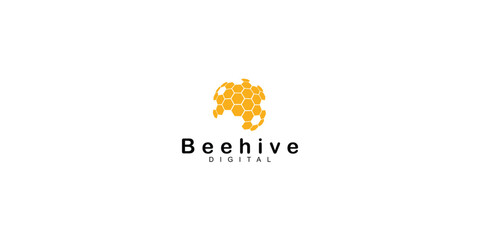 Beehive digital logo design with modern style premium vector