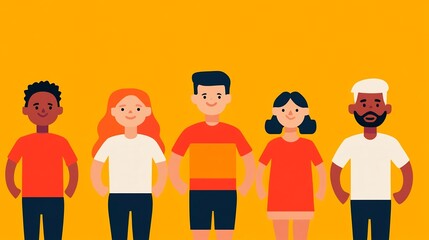 Diverse company employees and families participating in charity run event with flat design