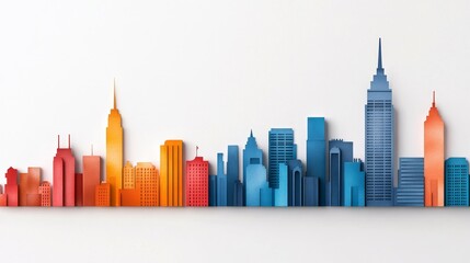Colorful Cityscape Skyline Urban Architecture Paper Art