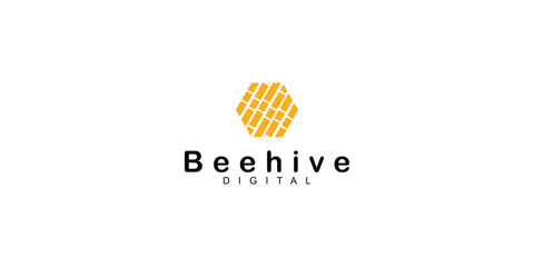 Beehive digital logo design with modern style premium vector