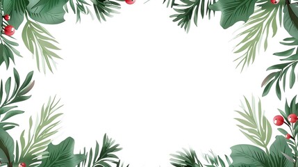 Naklejka premium A Beautiful Decorative Christmas Wreath Frame with a Festive Christmas Border, Standing Isolated on a Pristine White Background. Delightful Holiday Ornamentation in a Simple and Clean Setting.