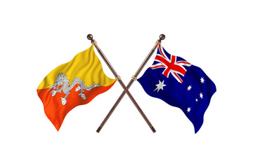 Bhutan Versus Australia  Two countries Flags background