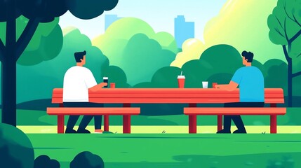 Community Teamwork Renovating Local Park in Flat Design