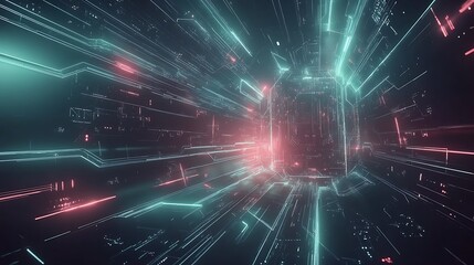 Obraz premium Futuristic tech background with interconnected geometric patterns and glowing lines