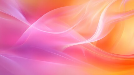 Obraz premium Ethereal Pastel Light Waves on Abstract Background, Serene Elegance with Pink and Orange Tones