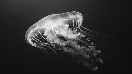faintly glowing fluorescent jellyfish gracefully bec ecbcfa generated illustration