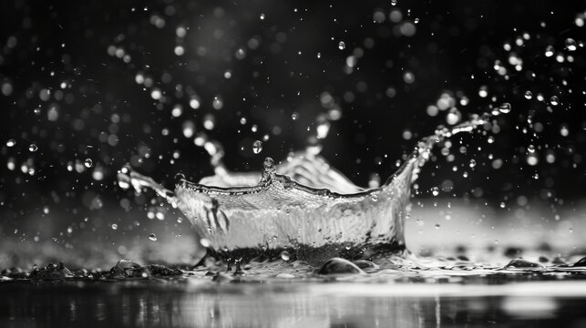 monochrome pattern water droplets splashing bef generated illustration