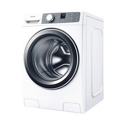 Modern White Washing Machine with Digital Display and Control Panel