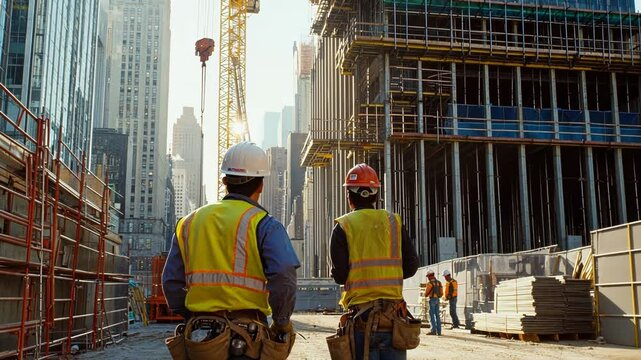 construction workers at work