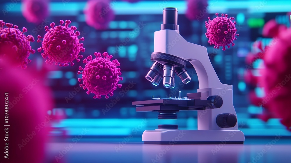 Poster ai-powered microscope detecting pathogens,advanced medical technology,3d