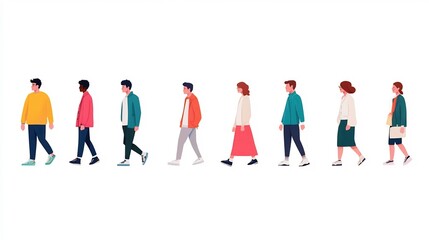 Diverse Pedestrians Walking on Urban Pathway