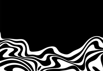 Amazing liquify lines effect on black and white, vector illustration. Eps 10