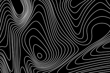 Black on white abstract perspective line wave stripes with 3d dimensional effect isolated on black. Eps 10