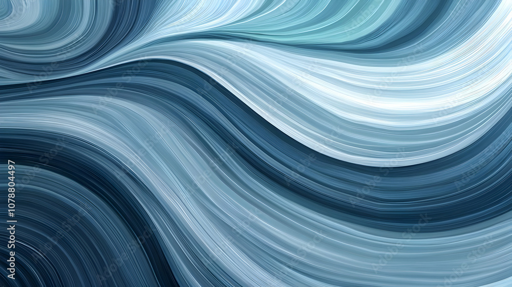 Poster abstract blue and white swirling lines, creating a dynamic and textural background