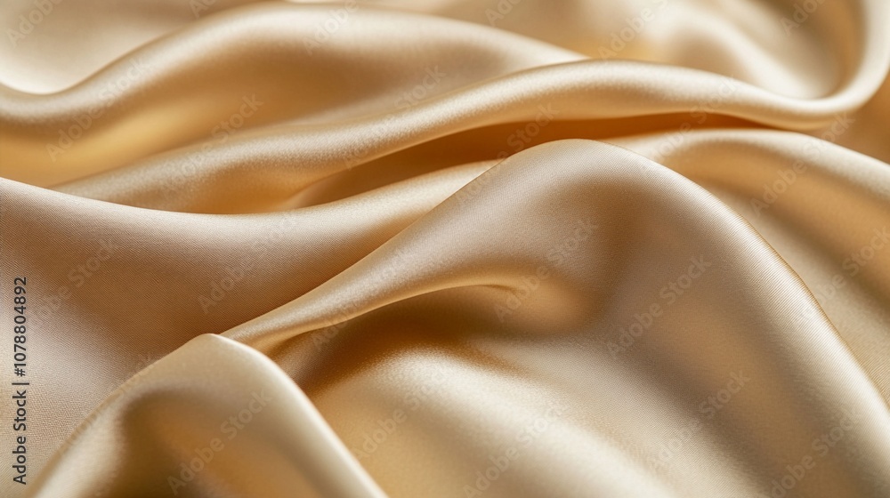 Poster luxurious golden silk fabric with soft folds and gentle waves, creating an elegant and sensual textu