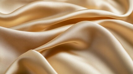 Obraz premium Luxurious golden silk fabric with soft folds and gentle waves, creating an elegant and sensual texture. Close-up view highlights the smooth, shimmering surface.