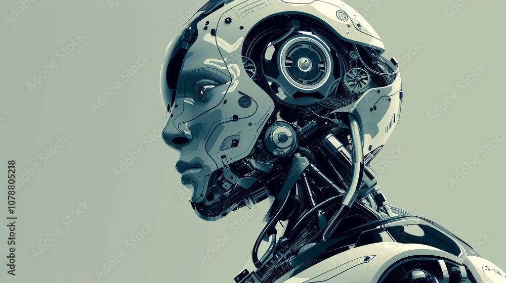 Poster futuristic robot sleek and futuristic depiction humanoid robot with metallic components and advanced