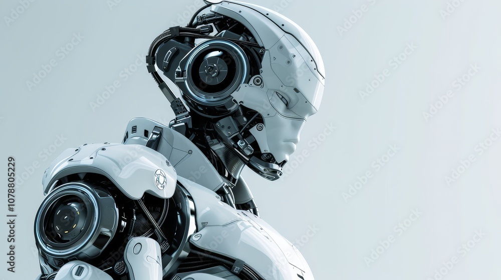 Poster futuristic robot sleek and futuristic depiction humanoid robot with metallic components and advanced