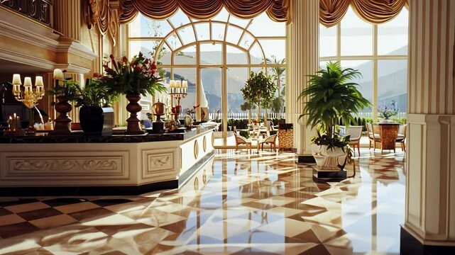 interior of a fancy resort restaurant