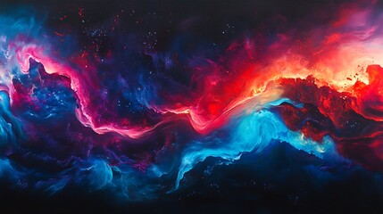 Fluid glowing waves in vibrant shades of red, blue, and purple flowing smoothly
