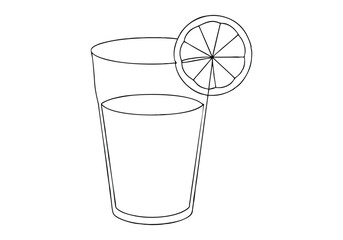 Continuous Line Art of Glass with Lemon Juice – Minimalist Refreshing Beverage Illustration