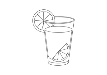 Continuous Line Art of Glass with Lemon Juice – Minimalist Refreshing Beverage Illustration