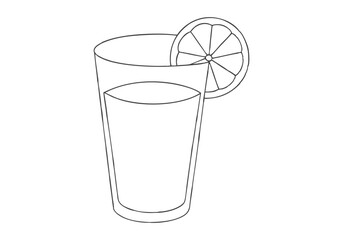 Continuous Line Art of Glass with Lemon Juice – Minimalist Refreshing Beverage Illustration