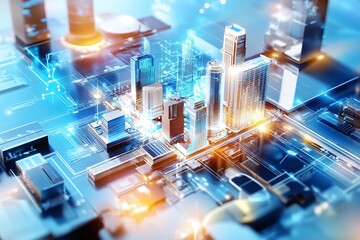 Obraz premium Smart City on a Circuit Board.