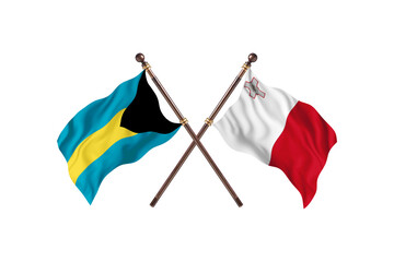 Bahamas Versus Malta  Two countries Flags background