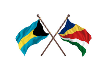 Bahamas Versus Seychelles  Two countries Flags background