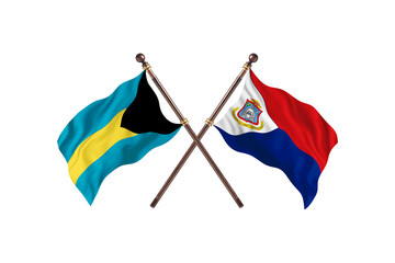 Bahamas Versus Sint Maarten  Two countries Flags background