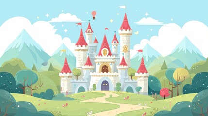 whimsical fantasy castle whimsical and enchanting portrayal fantasy castle with turrets towers and magical elements reminiscent fairy tale castles and enchanted kingdoms generated illustration