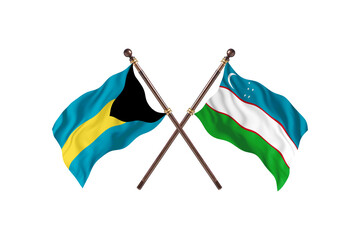 Bahamas Versus Uzbekistan  Two countries Flags background
