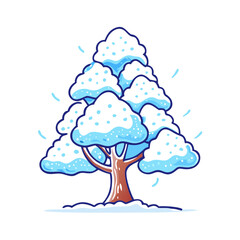 snow covered vector art,  flat illustration snow covered icon