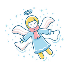  snow angel vector art,  flat illustration  snow angel icon
