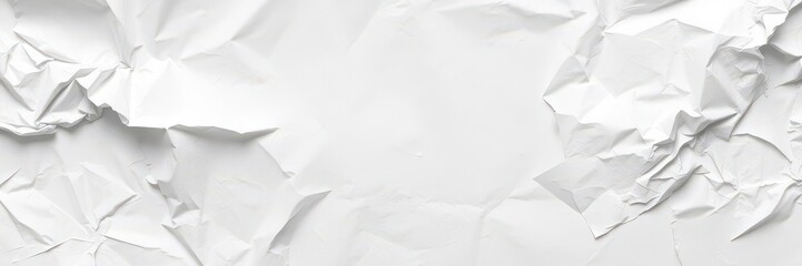 Fototapeta premium Close up shot of a crumpled white paper with soft shadows on a textured surface, minimalistic, blank, white