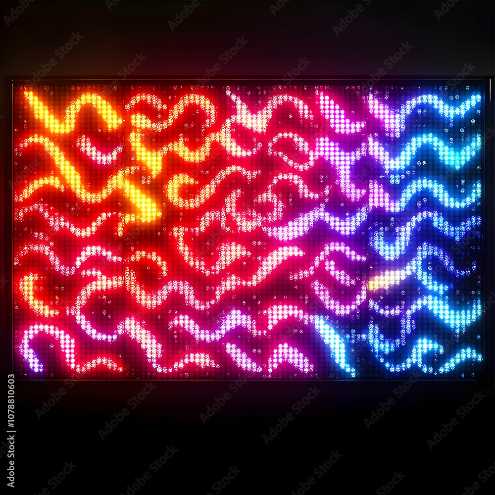 Poster abstract colorful led light pattern on a dark background.