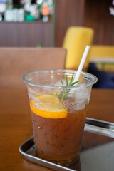 Orange americano iced coffee at indy cafe