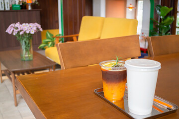 Orange americano iced coffee at indy cafe