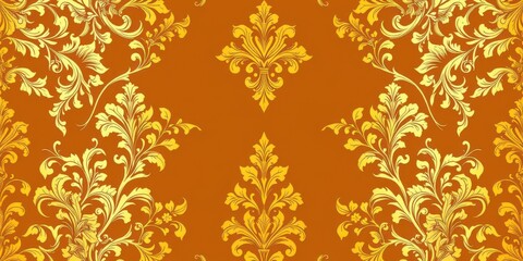 Luxurious seamless golden floral wallpaper with intricate details and elegant design, luxury, golden, background