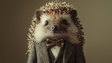 Cautious and Diligent Hedgehog Student in School Uniform Readies for Academic Success