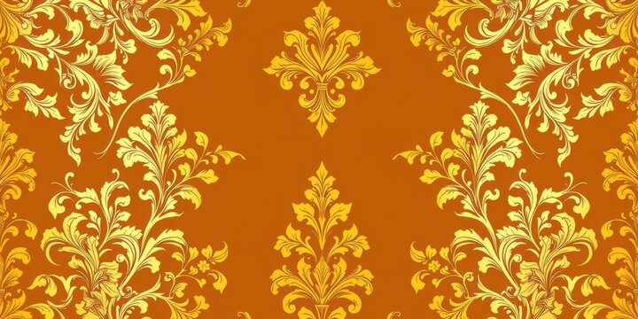 Fototapeta Luxurious seamless golden floral wallpaper with intricate details and elegant design, luxury, golden, background