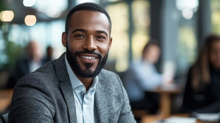 Obraz premium Confident Business Leader Smiling - Success, Leadership & Influence