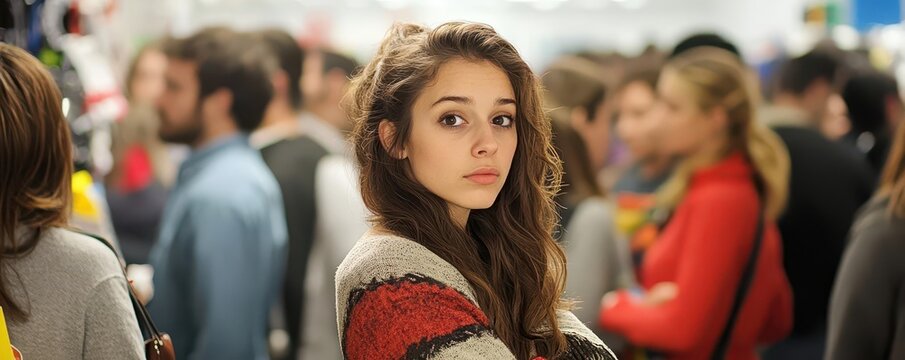 A shopper feeling the pressure as they race against time to snag deals before they sell out, fastmoving crowds adding to the urgency of Black Friday