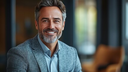 Obraz premium Confident Business Leader Smiling, Success and Influence