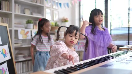 A group of special students doing learning activities in a special classroom